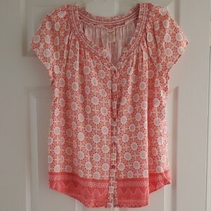 Faded Glory Orange Floral Blouse